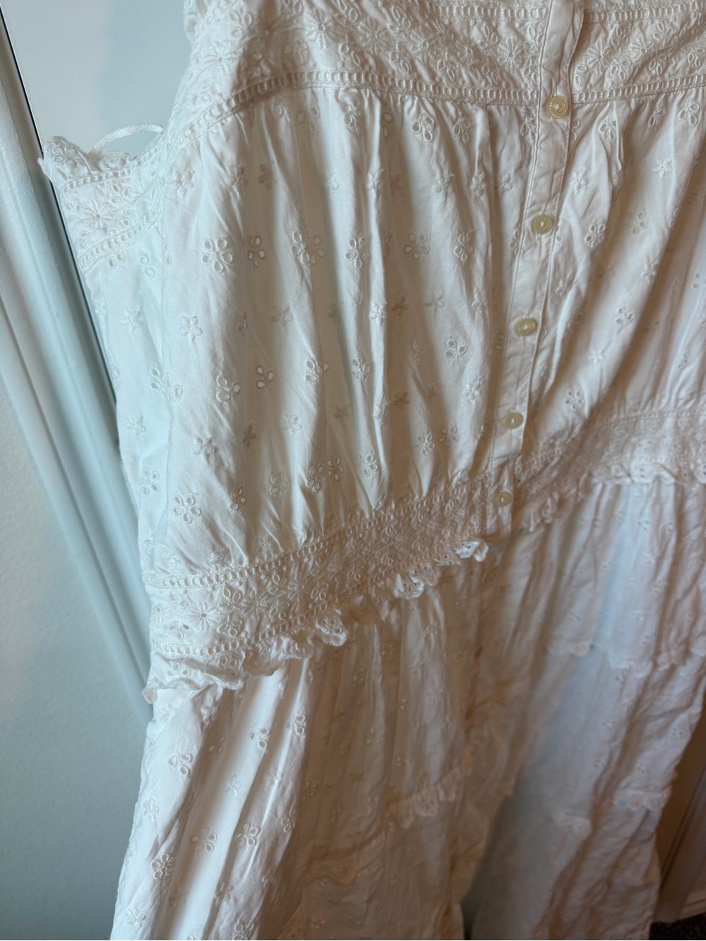 NWOT Gap x Doen White Lace Eyelet Tiered Midi Dress - Picture 5 of 7